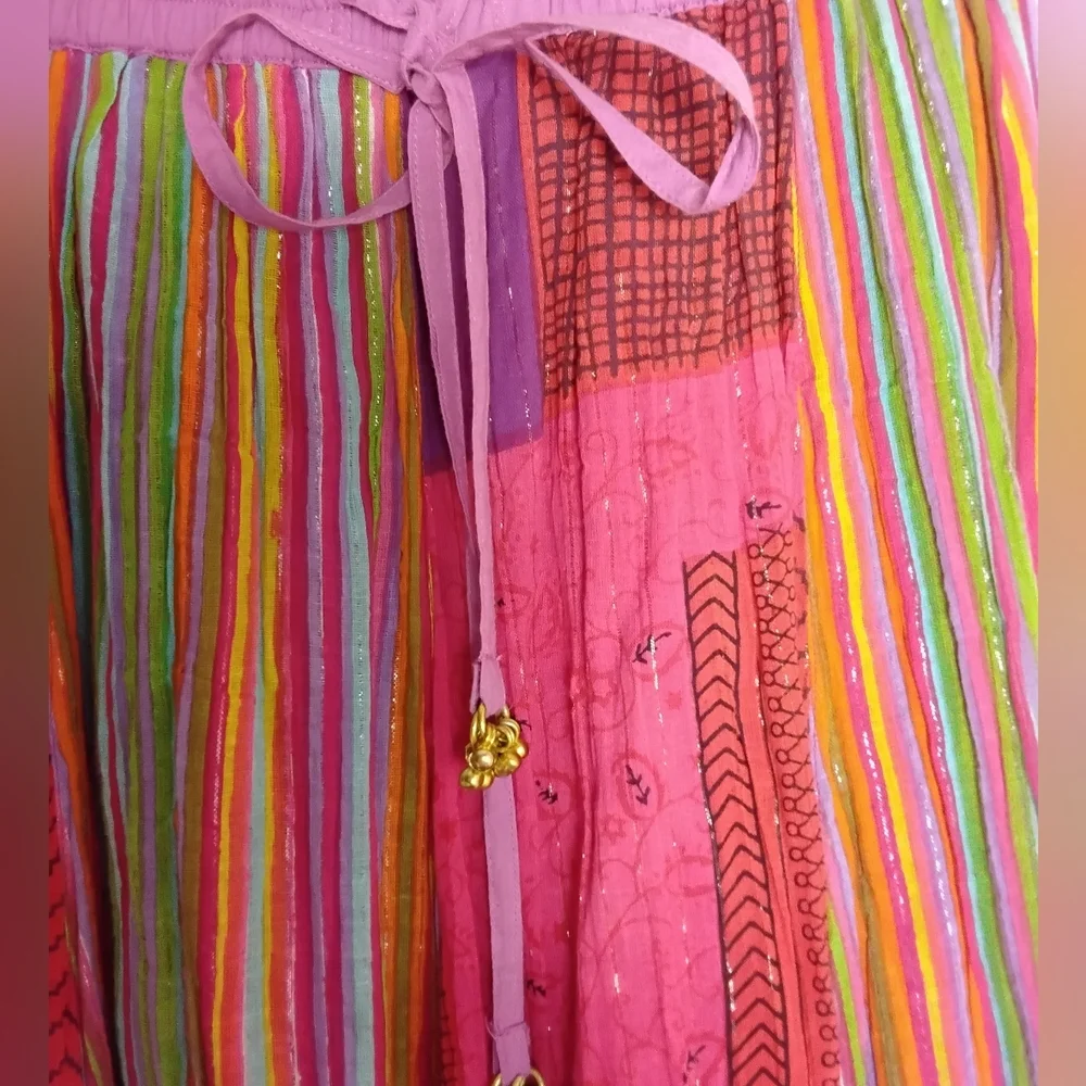 Soft Surroundings Women's XS Colorful Boho Peasant Pull-on Striped Maxi Skirt - Picture 4 of 6